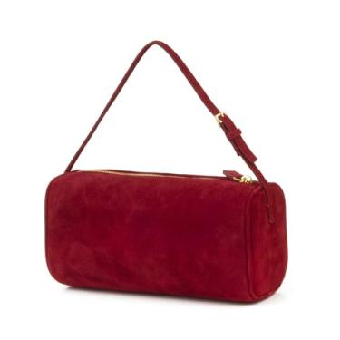 Imagem de Bolsa de Ombro Ajustável em Couro Carneiro Suede com Porta Canetas para Uso Diário Pode Ser Levada à Mão ou no