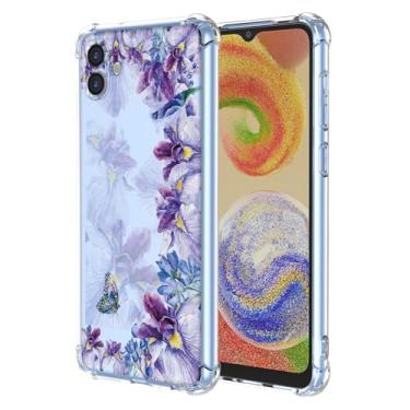 Imagem de WEIOUHR Capa para celular Galaxy A04 4G Samsung M13 5G transparente TPU macio, design de impressão de íris, leve resistente a choques e arranhões, para Samsung Galaxy A04 4G (roxo íris)