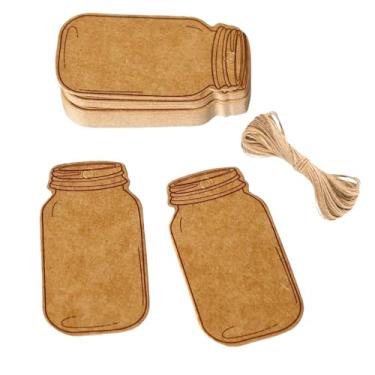 Imagem de 100 etiquetas de presente de papel kraft vintage para frascos de conserva etiquetas de garrafa em branco com barbante de juta natural para lembrancinhas de festa de chá de bebê de casamento