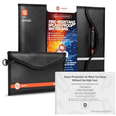 Imagem de OOPTRA Conjunto de bolsas de documentos à prova de fogo (preto) – Zíper e trava à prova d'água – para casa, escritório e viagens – contém arquivos, dinheiro, passaporte, objetos de valor – resistente