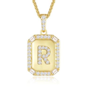 Imagem de Peeshow Colares femininos com inicial de ouro 18 quilates, colar de corrente com pingente de letra delicada, joias femininas de ouro, presentes para mulheres, esposa, mãe, filhas, aniversário