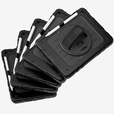 Imagem de Stweap Capa da série para iPad 7ª, 8ª e 9ª geração (tela de 10,2 polegadas - versão 2019, 2020 e 2021) suporte, alça de mão e alças de ombro + protetor de tela (preto)