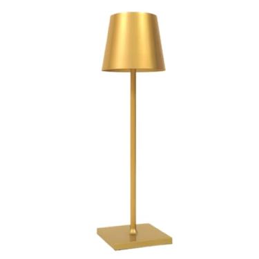 Imagem de Luminária Abajur de Mesa Moderna Sem Fio Recarregável com Variação de Led e Dimmer, 35cm (Dourado)