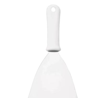 Imagem de Espátula Reta Profissional para Cozinha, Aço Inox com Cabo Branco, 24cm x 10cm, 4 Polegadas, Ideal para Hambúrgueres, Carnes e Confeitaria