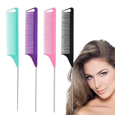 Imagem de 1 pente de cabelo profissional com cauda pontiaguda para salão de beleza de aço inoxidável com pontas de salão de beleza ferramenta de estilo de cabeleireiro