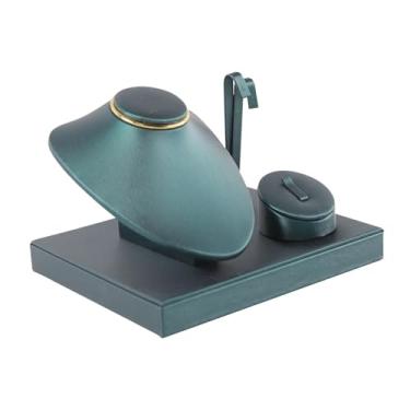 Imagem de Vaveren Expositor de Colares em Formato de Busto, Elegante Organizador em Couro PU Verde para Meninas, Ideal para Mesa, Loja, Uso Pessoal e Feiras.