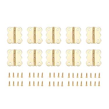 Imagem de 10 pcs metal gabinete de ouro Decorative Porta dobradiças 4 furos vintage borboleta jóias de madeira caixas de madeira dobradiças com parafusos YYDFPIIA (Color : 25X20mm)
