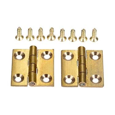 Imagem de Dobradiça decorativa de latão 2pcs dobradiça 1/15 / 2/2,5 polegadas dobradiças da porta de madeira Caixa de jóias de madeira Conjunto de móveis com parafusos YYDFPIIA (Color : A)