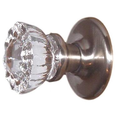 Imagem de Rousso's Reproduction Conjunto de puxadores de cristal com rosetas autoconectáveis premium (passagem) (níquel escovado)