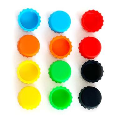 Imagem de 6 peças de rolhas de silicone reutilizáveis, vedação de tampas de garrafa de vinho e cerveja à prova de vazamento - tampas universais multicoloridas para preservar refrigerante, óleo, vinagre (cores