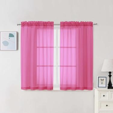 Imagem de Chyhomenyc Cortinas transparentes 137 cm de comprimento, conjunto de 2 painéis, cortinas curtas e arejadas para café com filtro de luz, bolso moderno para varão para sala de jantar, quarto, cada 106