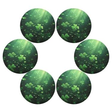 Imagem de ATTX Jogo americano trevo verde para mesa de jantar, jogo americano de decoração do dia de São Patrício, tapetes para mesa de cozinha para 6#39