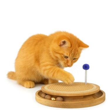 Imagem de Eximious India Poste arranhador para gatos, 41 x 30 x 38 cm, bege, material de sisal e madeira, suporte no chão