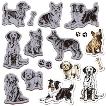 Imagem de GLOBLELAND Carimbo de borracha aderente de animais para cães, 22 x 18 cm, Golden Retriever, EVA, conjunto de carimbos de borracha pastor alemão para fazer cartões, álbum de fotos, decoração, faça você