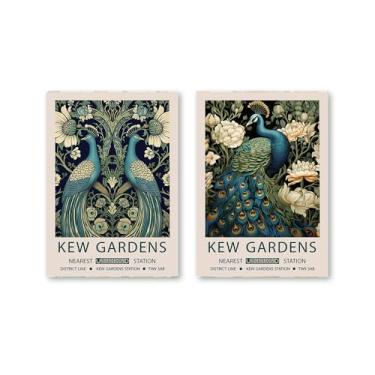 Imagem de William Morris Flower Birds Pavão Poster Kew Gardens impressão em tela pintura floral arte de parede impressões botânicas sala de estar decoração de casa (SKU6-2PCS, 50.8x76.2 cm = (50x75cm), sem