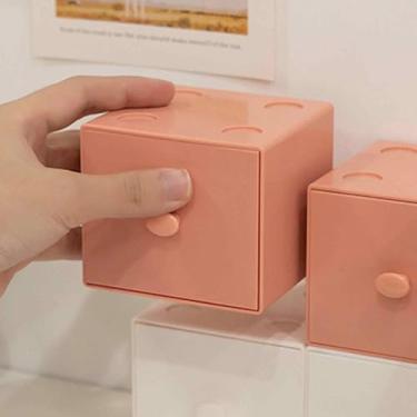 Imagem de Organizador de mesa empilhável com gaveta, caixa de armazenamento para material escolar, acessório de mesa, blocos de montar PS