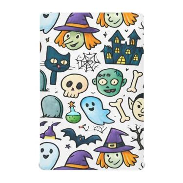 Imagem de Wassud Lençóis de berço respiráveis com estampa Happy Halloween, 68 x 99 cm, lençol de bebê neutro para meninos e meninas (serve para berço padrão e pacote e brincadeira)