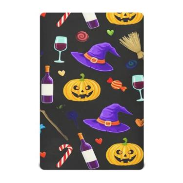 Imagem de Wassud Lençóis de berço respiráveis de Halloween com capuz de bruxa, capa de colchão de berço 71 x 132 cm, lençol de bebê neutro para meninos e meninas (serve para berço padrão e pacote e brincadeira)
