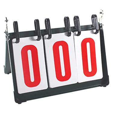 Imagem de uhyOHF Quadro de pontuação de mesa esportiva, placar de mesa portátil de 3 dígitos, marcador de pontuação fácil de virar treinador recreativo e equipamento de árbitro para competições de basquete