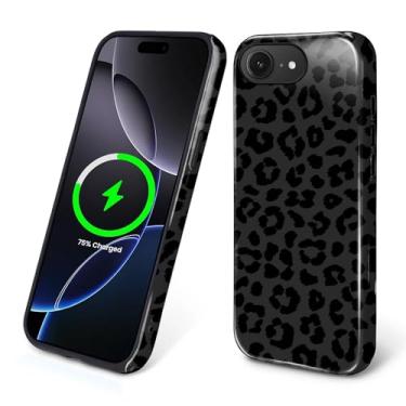 Imagem de Flivro Capa magnética para iPhone 16e, compatível com capa rígida Magsafe PC e amortecedor interno de silicone, antiarranhões, à prova de impacto, design fino, estampa de leopardo preto