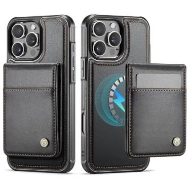 Imagem de SFDSUH Capa carteira magnética 2 em 1 destacável para iPhone 16e com porta-cartões e suporte magnético (para iPhone 16e/Preta)