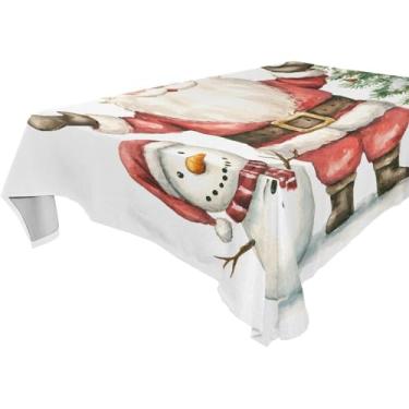 Imagem de YETTASBIN Toalha de mesa quadrada de Natal Papai Noel, impermeável, resistente a manchas, lavável de poliéster para piquenique, jantar, férias, cozinha, festa, decoração, 152 x 152 cm