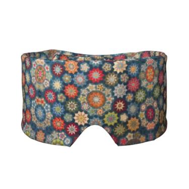 Imagem de Máscara de proteção para olhos e orelhas com estampa de flores boêmias, respirável, ajustável, blecaute, confortável
