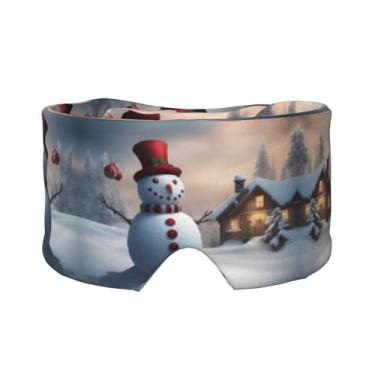 Imagem de Máscara protetora para olhos e orelhas com estampa de boneco de neve de Natal com 3 estampas, respirável, ajustável, blecaute, confortável