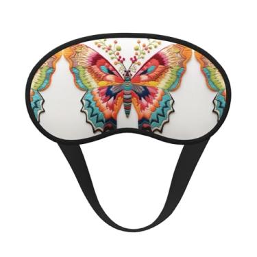 Imagem de Máscara de dormir blecaute com estampa de borboleta colorida bordada máscara de luz macia para dormir meditação viagem ioga