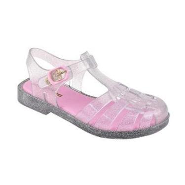 Imagem de Sandália Infanto-juvenil Lolly Led Prata Glitter Luelua 128000-451-Feminino