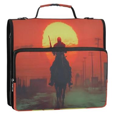 Imagem de CEBUGI Fichário de 3 anéis com zíper com alça de ombro, pasta de arquivo expansível de 3,8 cm, anéis D, para escola, escritório, crânio