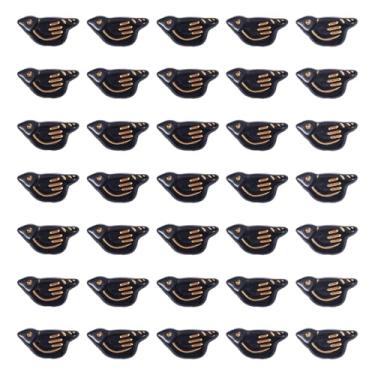 Imagem de 50 peças pequenas contas de pássaro acrílico metal enlacado animal plástico solto contas espaçadoras para pulseira DIY colar joias chaveiro artesanato fazendo, preto, 20 x 10 x 6 mm, orifício: 1,6 mm