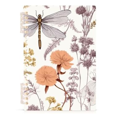 Imagem de Burbuja Caderno de libélula em flor, papel pautado universitário A5 com 60 folhas, fichário para escritório, 1 pacote