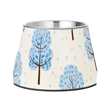 Imagem de Burbuja Tigela de comida de aço inoxidável para cães Winter Forest, para comida e água, antiderrapante para cães médios e gatos, 590 ml