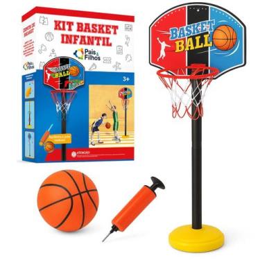 Imagem de Cesta de basquete infantil oficial com bola bomba rede 1.20m - BBR Toy