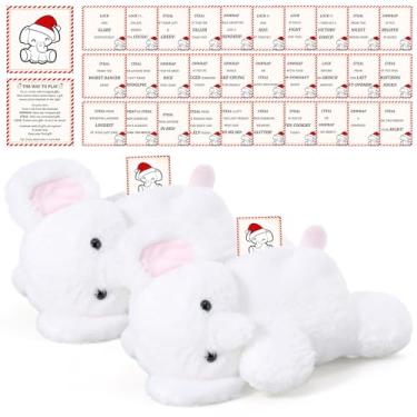 Imagem de Gemscream 62 Pcs White Elephant Exchange Game 2 Set Christmas Party Exchange Gift Game for Adults, 60 Christmas Themed Cards and 2 Plush Elephant Funny for Coworker Group Xmas Party Supply Instruction