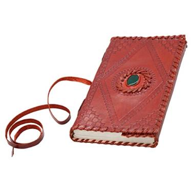 Imagem de Lord of Battles Diário de couro de bruxa medieval com cordão de tecido feito à mão couro polido genuíno branco natural feito à mão em papel algodão encadernação