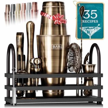 Imagem de BARE BARREL® Mixology Bartender Kit de bar | Conjunto de coqueteleira de 14 peças | Ferramentas de mistura de martini barware para bar em casa | 35 cartões de receita | Conjunto de presente