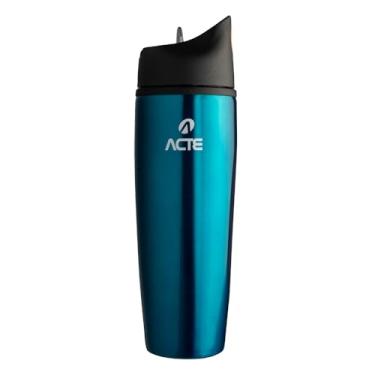 Imagem de Acte, Squeeze Inox 900ml, Canudo, Aço Inox, 26 cm, Academia, Corrida e Viagem - Azul