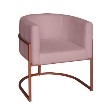 Imagem de Poltrona Base Industrial Bronze Sala De Estar Lety Veludo S05 - D'rossi Cor Rose