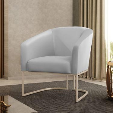 Imagem de Poltrona Stella Corino Cinza Base Metálica Industrial Champanhe D03 - D'rossi