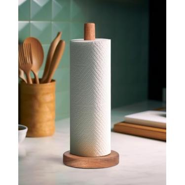 Imagem de CHAUNCEY HOME Suporte de toalha de papel de madeira - suporte de papel de cozinha, suporte de rolo de toalha de banheiro organizador de rolo de papel de bancada, WPTHXSM