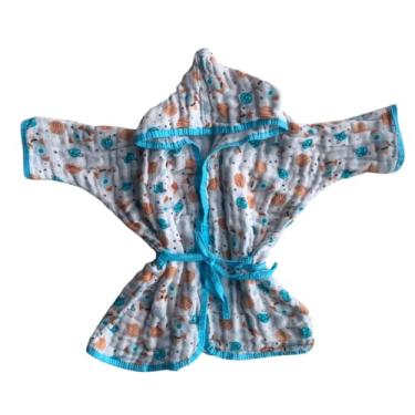 Imagem de Roupão de Banho para Bebê com Capuz Algodão Soft para Praia e Piscina até 6 Meses (Foguete)
