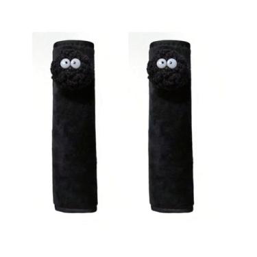 Imagem de Lindo cinto de segurança de carro ombreiras, decoração de bola de lã de cordeiro de pelúcia macia, protetor de ombro confortável criativo (veludo preto)