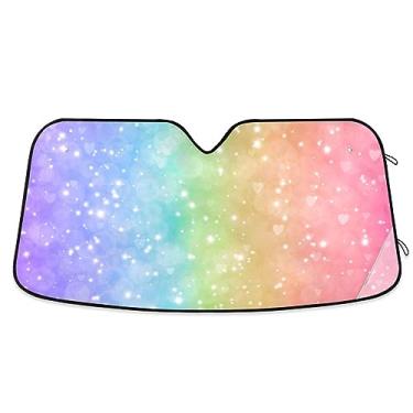 Imagem de Protetor solar para para-brisa de carro arco-íris com glitter mágico, para-sol para carro, protetor solar de carro