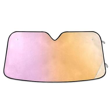 Imagem de Guarda-sol retrô abstrato rosa e laranja gradiente para para-brisa dobrável, persiana de janela, proteção UV, para-sol dobrável para janela de carro, acessórios de janela de carro