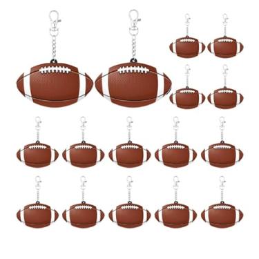 Imagem de JarThenaAMCS 25 peças de etiquetas de bagagem de futebol de PVC, etiquetas de nome de bola esportiva, etiquetas de nome de futebol com anéis para mochila de viagem faça você mesmo, porta-chaves