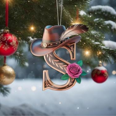 Imagem de Enfeites de Natal A-Z Cristal Pendurado, Enfeites de Árvore de Natal Artesanais com Letra S, Decoração de Carro e Casa - Presentes de Natal, Decoração de Artesanato Acrílico, Ideias de Troca de