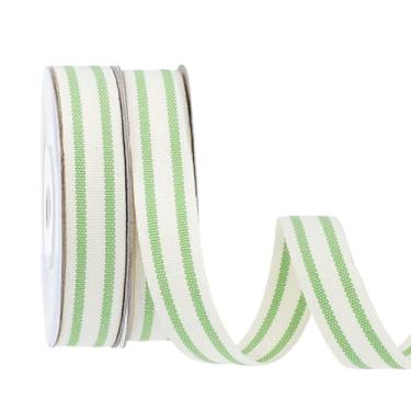 Imagem de PH PandaHall Fita listrada de 10 metros, fita de algodão verde e branca de 1,5 cm, tiras de gorgorão dupla face para festa de Natal, embrulho de presente, decoração floral, enfeites de costura