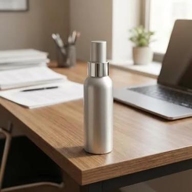 Imagem de 1 frasco de spray, mini enchimento inferior, névoa fina tipo prensa, portátil premium para escritório e frasco de refil de perfume diário, requintado e compacto, Prata fosca, 0.3 Ounces